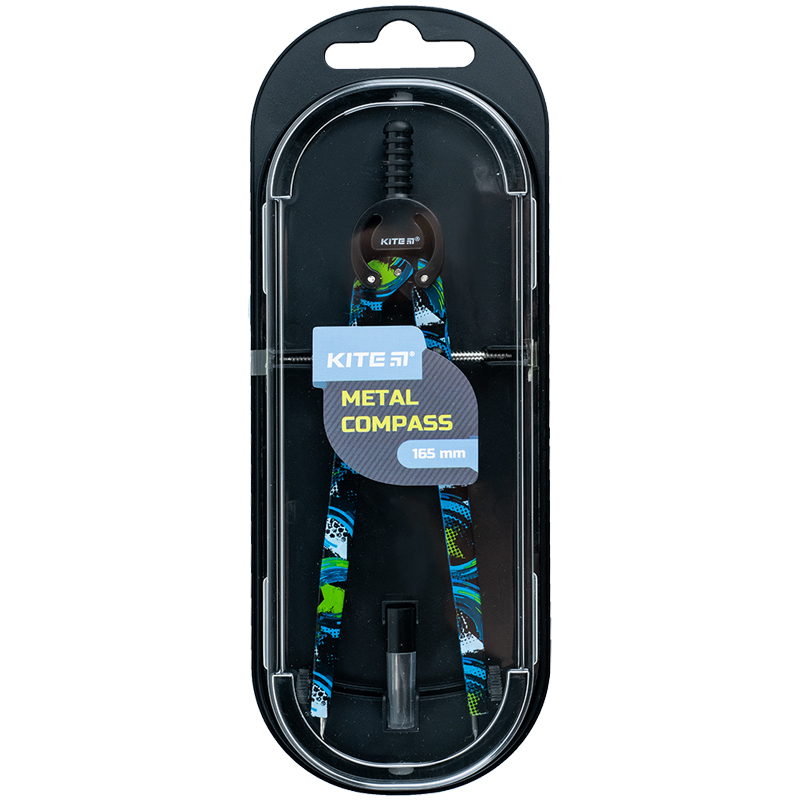 Циркуль металлический с принтом + грифель в футляре, 165 мм Kite - фото 2