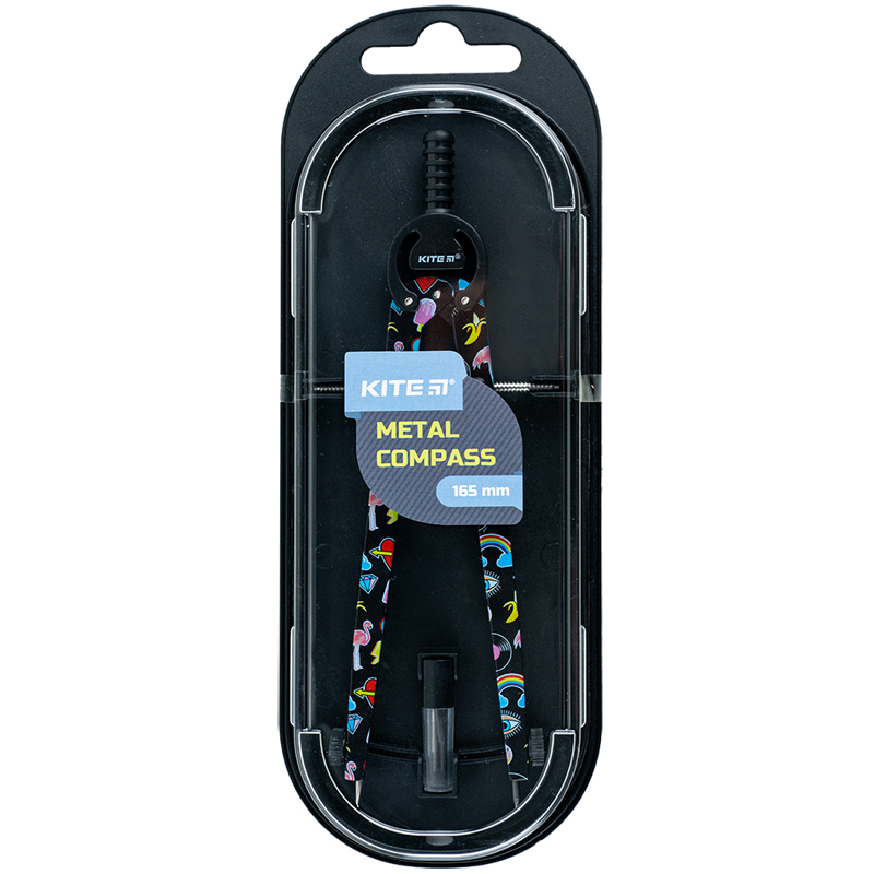 Циркуль металевий з принтом + грифель у футлярі, 165 мм Kite - фото 2