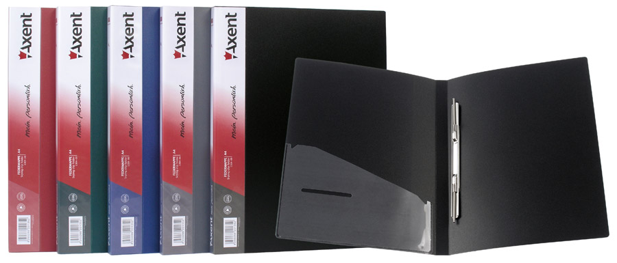 Папка со скоросшивателем и карманом А4,  20мм., пластик, черн. Axent - фото 4
