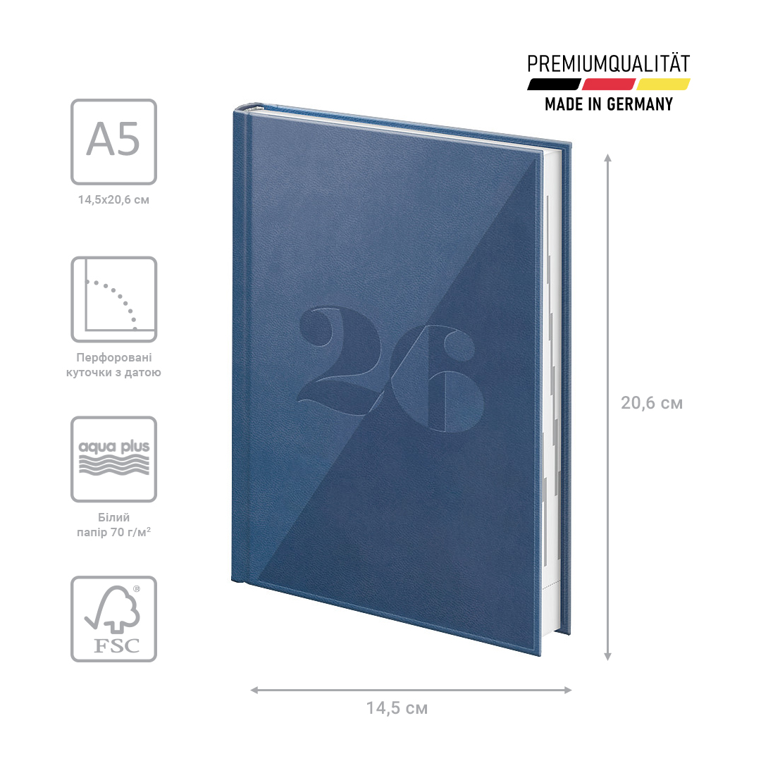 Ежедневник 2026 Стандарт Torino Trend, синий Brunnen - фото 2