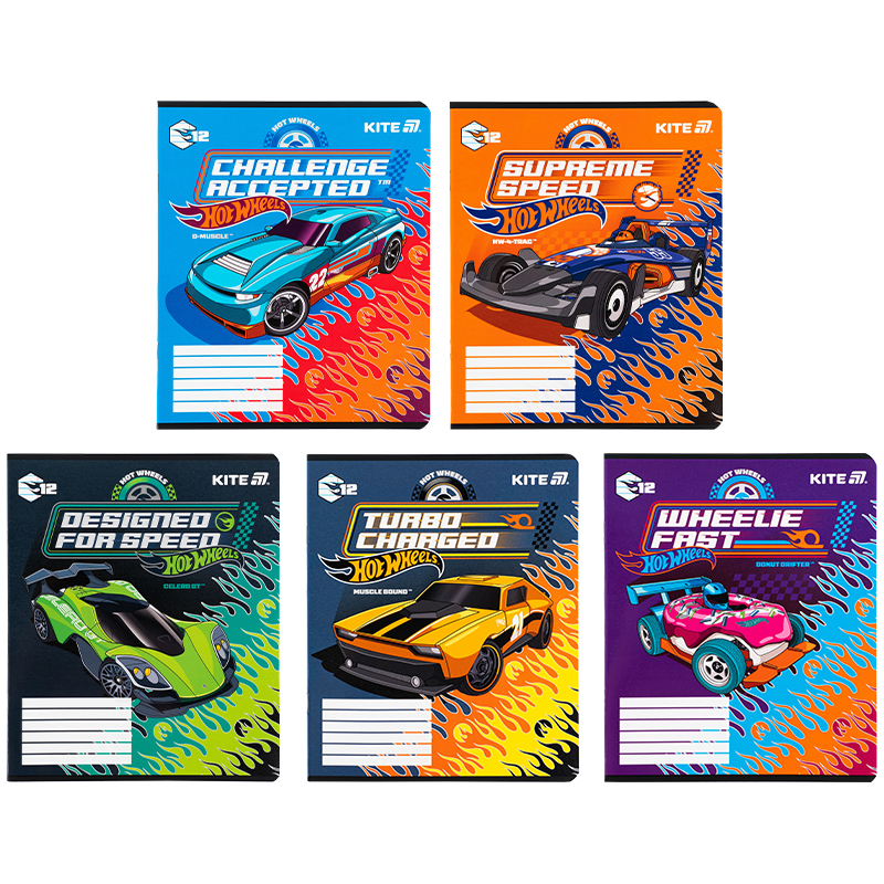 Тетрадь 12 лист., лин., гибр. лак + УФ лак, Hot Wheels (HW25-234) Kite - фото 17