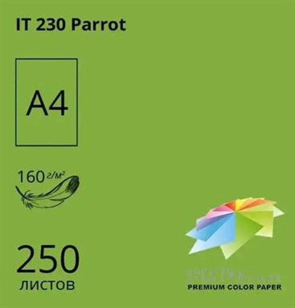 Папір кольоровий Color A4 інтенсив, 160г/м2 Parrot 230, 100арк. зелен. Spectra Color - фото 3