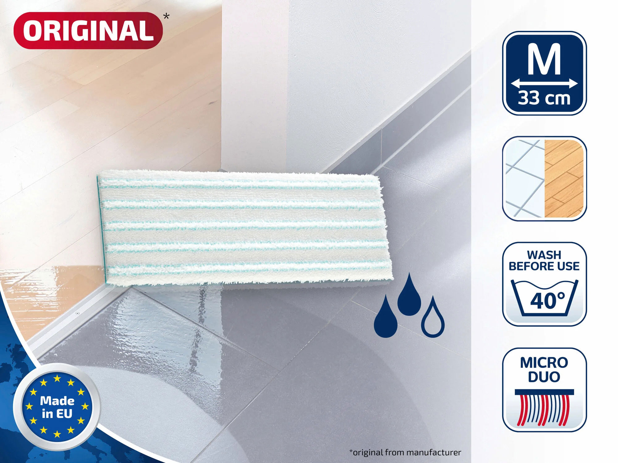 Насадка змінна для швабри Leifheit Micro Duo Picobello M 33х12 см (56613) LEIFHEIT - фото 4