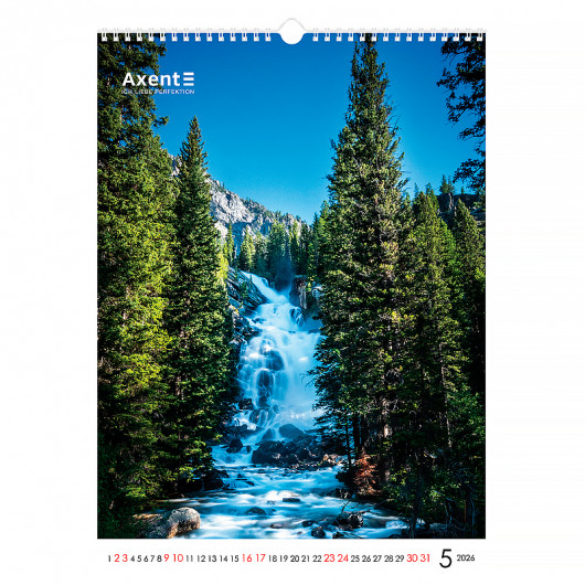 Календарь настенный 2026 г., формат А3 (297*420мм.), 13листов, Waterfalls Axent - фото 12