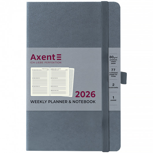 Еженедельник 2026 Partner Strong, 125*195мм, серый Axent - фото 6