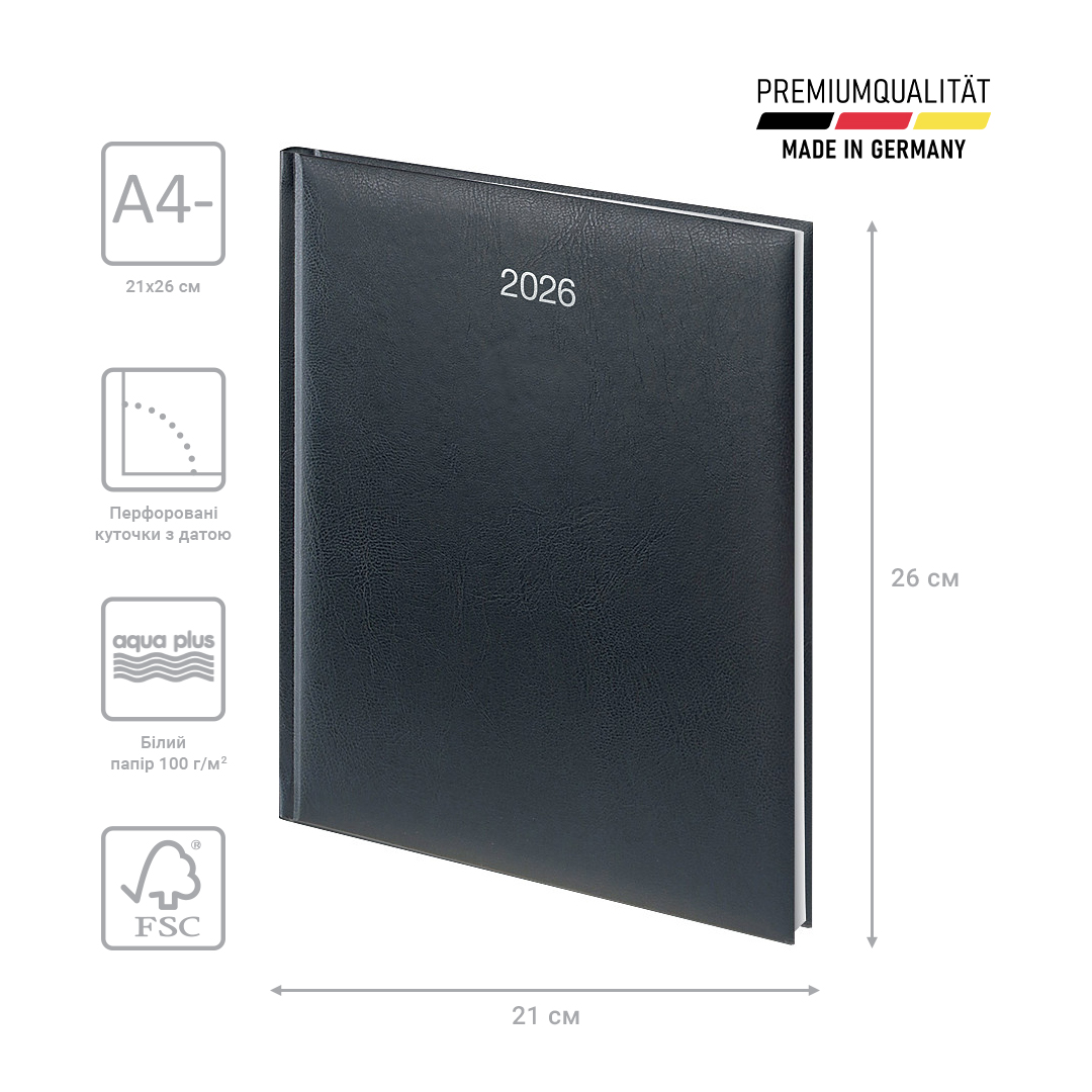 Щотижневик 2026 Бюро Miradur, срібне тиснення, чорний Brunnen - фото 3