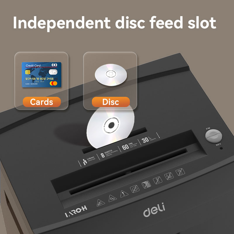 Знищувач документів DELI T098, 8 арк.,  різання 1*5мм., кошик на 30л., клас P-7 DELI - фото 5