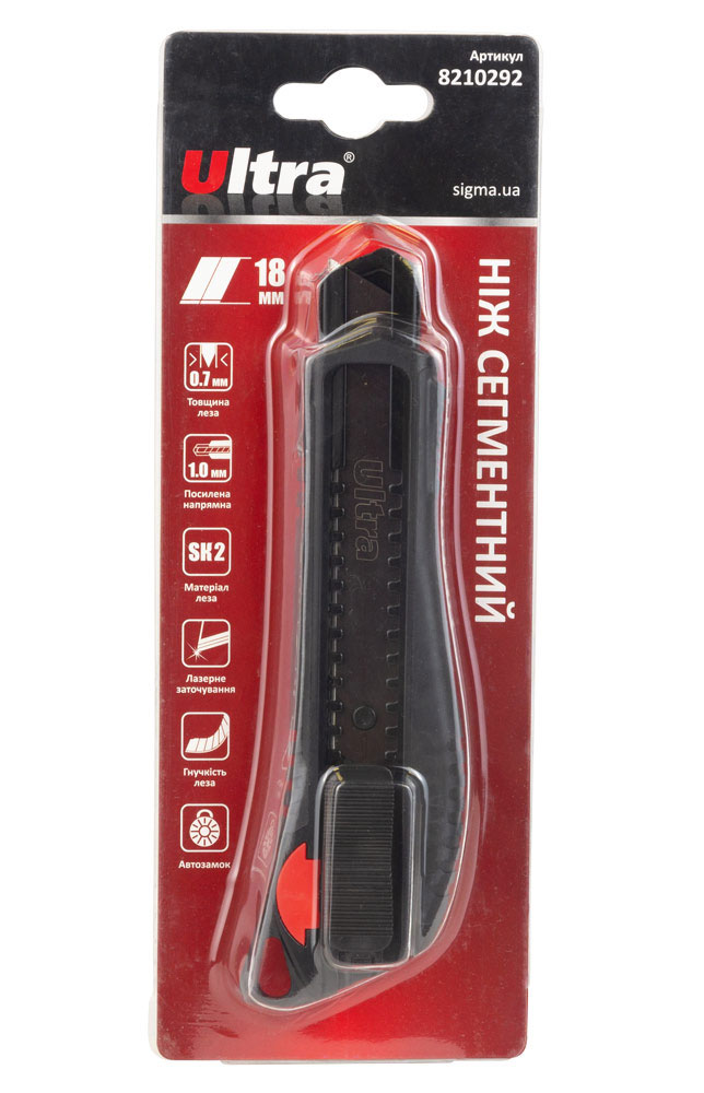 Нож сегментный большой 18мм., метал. направляющая, автомат. фиксатор ULTRA - фото 9