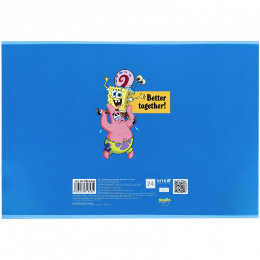Зошит для малювання, 24 арк., скоба, гібр. лак + УФ лак, Sponge Bob (SB25-242) Kite - фото 10