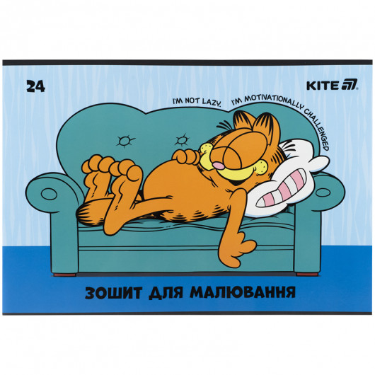 Тетрадь для рисования, 24 лист., скоба, софт тач + УФ лак, Garfield (GF25-242) Kite - фото 10