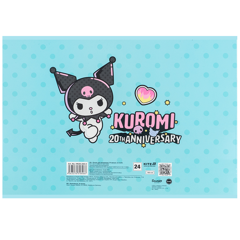 Зошит для малювання, 24 арк., скоба, софт тач + УФ лак, Hello Kitty-2 (HK25-242-2) Kite - фото 10