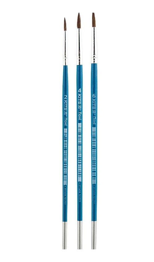 Набір із 3-х пензлів поні круглий 2, 4, 6 Kite - фото 2