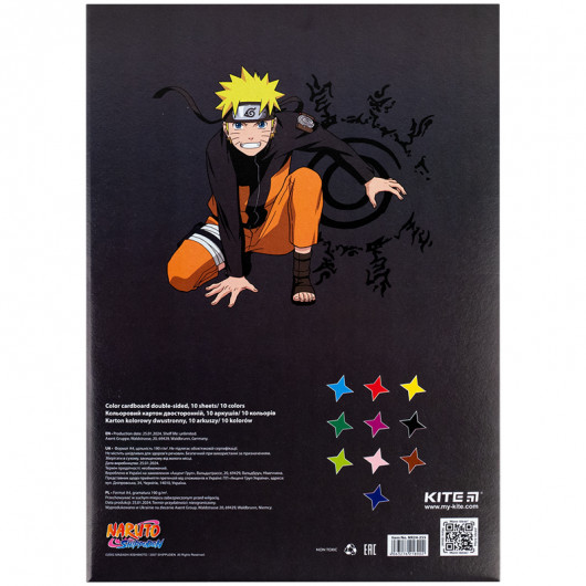 Картон цветной двусторон.(10лист/10цвет), А4 «Naruto» Kite - фото 4