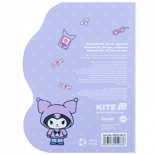 Блокнот вирубка, клей, 60 арк., А6 Hello Kitty-2 (HK25-223-2) Kite - фото 4