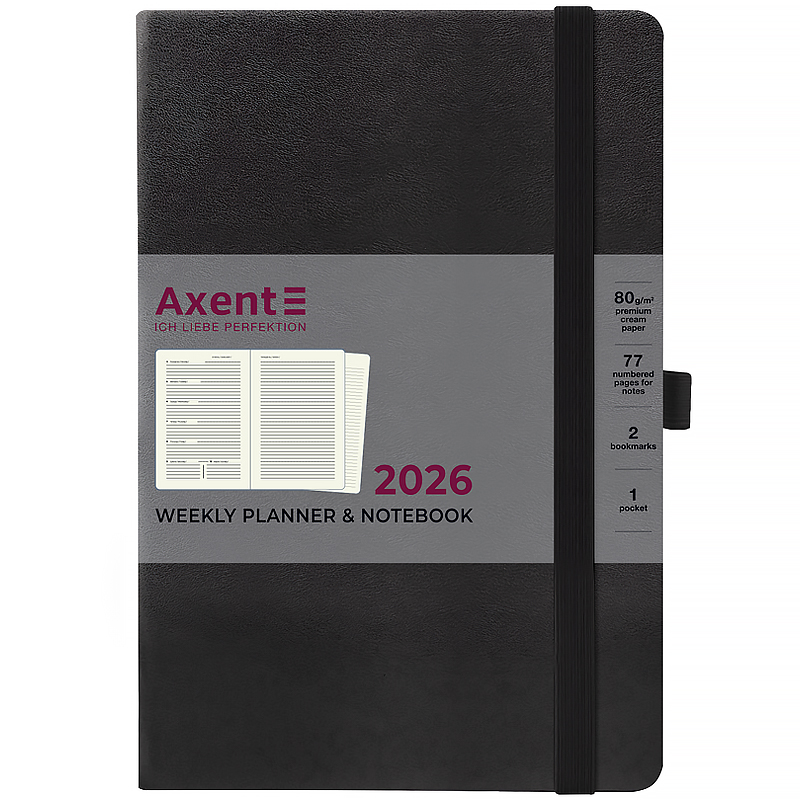 Еженедельник 2026 Prime Strong, 145*210мм, чёрный Axent - фото 5