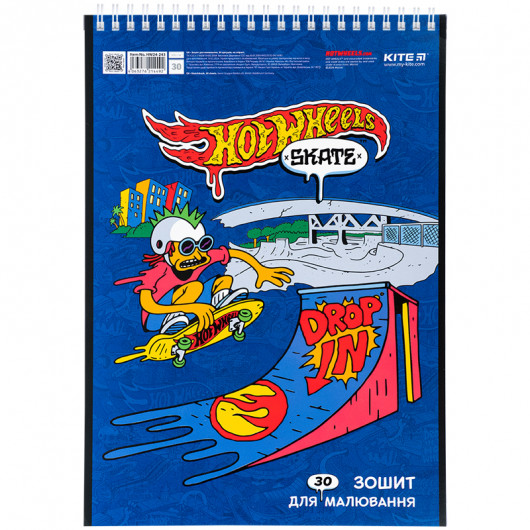 Зошит для малювання, 30 арк., спір., гібр. лак + УФ лак, «Hot Wheels» Kite - фото 5