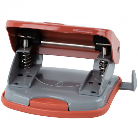 Дырокол на 2 отверстия, до 30 листов Exakt-2 Earth colors, металлический, коралловый Axent - фото 4