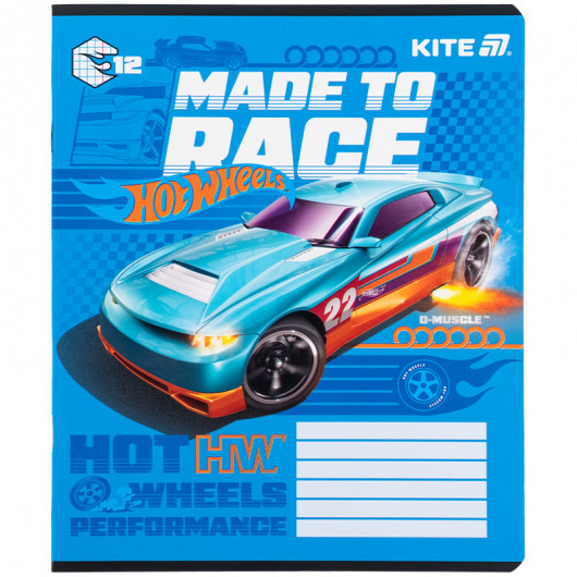 Тетрадь 12 лист., кл., гибр. лак + УФ лак, Hot Wheels-1 (HW25-232-1) Kite - фото 12