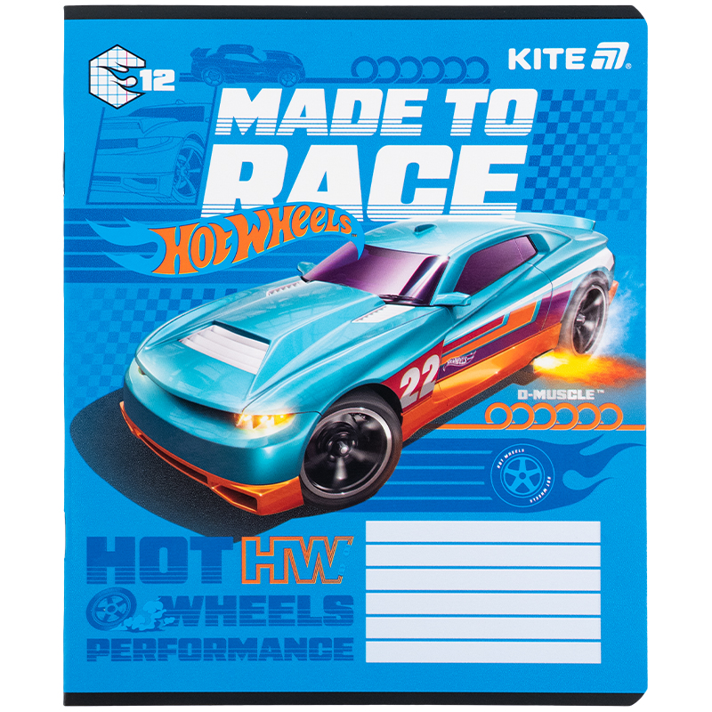 Тетрадь 12 лист., кл., гибр. лак + УФ лак, Hot Wheels-1 (HW25-232-1) Kite - фото 12
