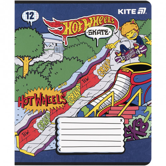 Тетрадь 12 лист., кл., софт тач + УФ лак, Hot Wheels-2 (HW25-232-2) Kite - фото 7