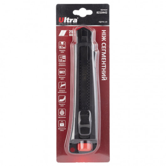 Нож сегментный большой 25мм., метал. направляющая, автомат. фиксатор ULTRA - фото 13