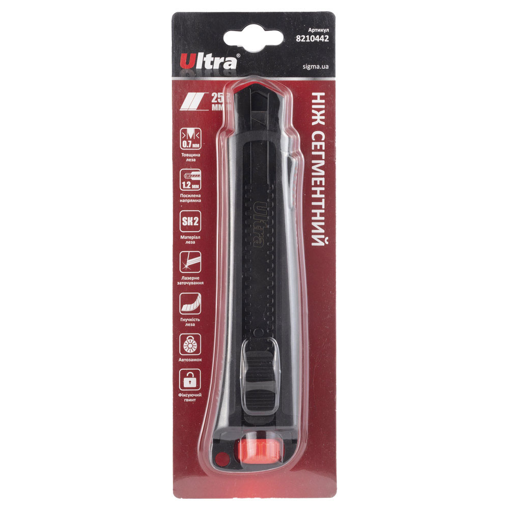 Нож сегментный большой 25мм., метал. направляющая, автомат. фиксатор ULTRA - фото 13