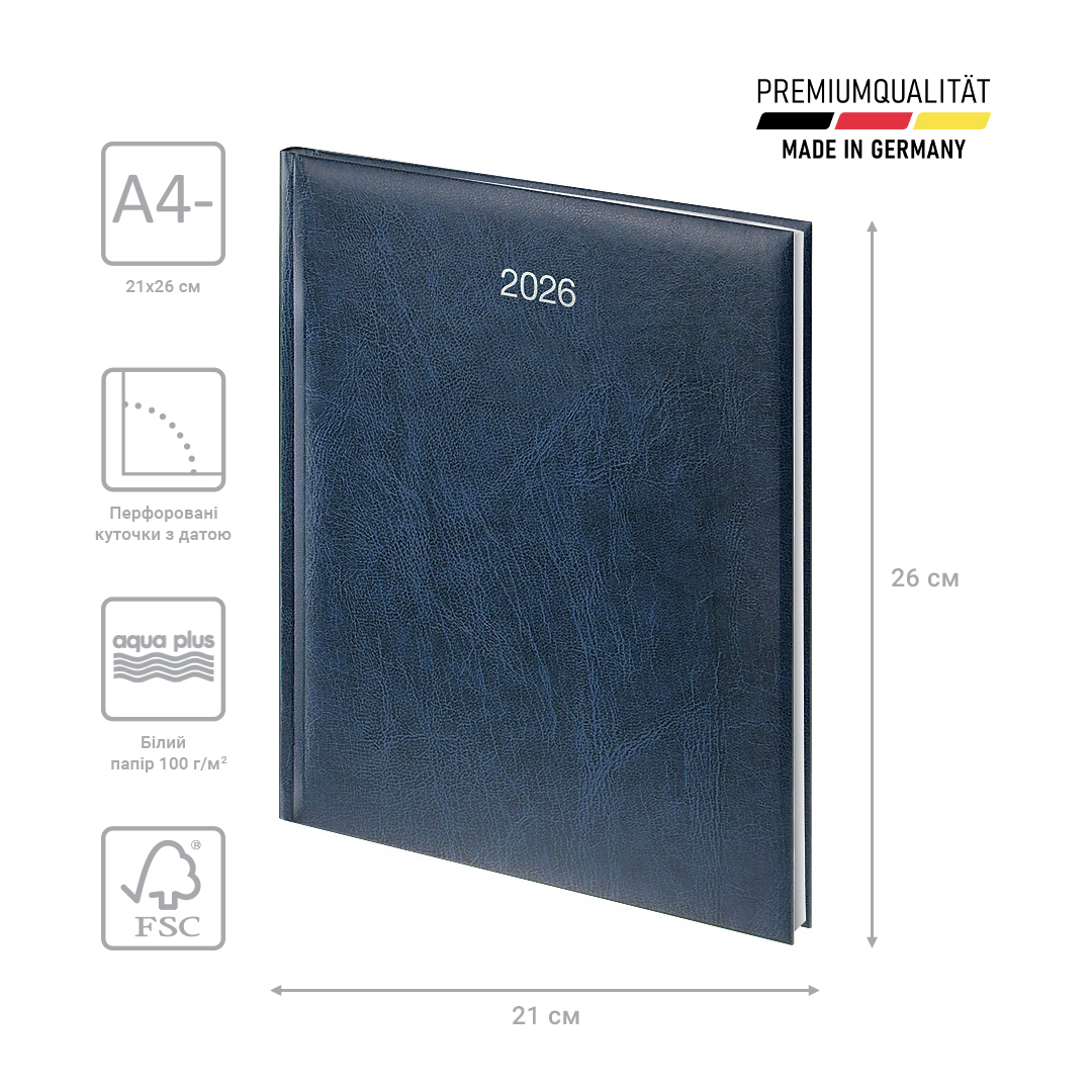 Еженедельник 2026 Бюро Miradur, серебрянное тиснение, синий Brunnen - фото 4
