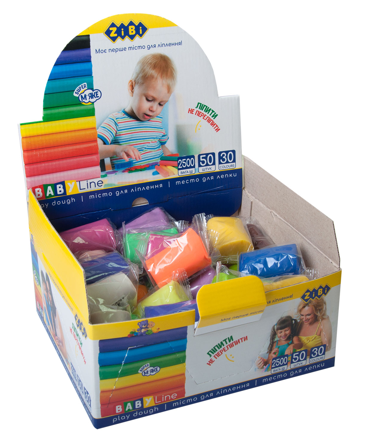 Тісто для ліпки BABY Line 50 стіків по 50г., 30 кольорів, асорті ZB.6252 (гофрокороб) ZiBi - фото 1