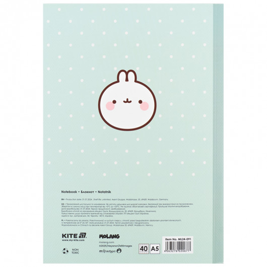 Блокнот м'яка обкладинка, А5, 40 арк., клітинка, Molang (ML24-091) Kite - фото 5