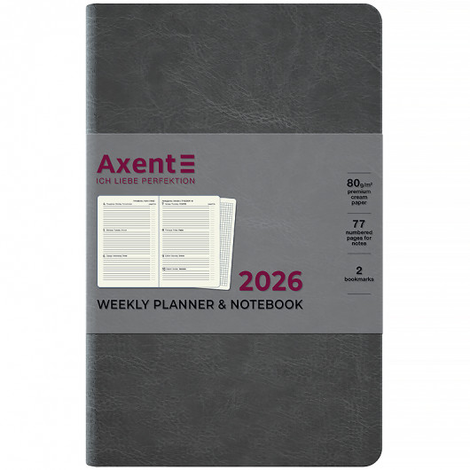 Еженедельник 2026 Partner City Soft, 125*195мм, серый Axent - фото 6