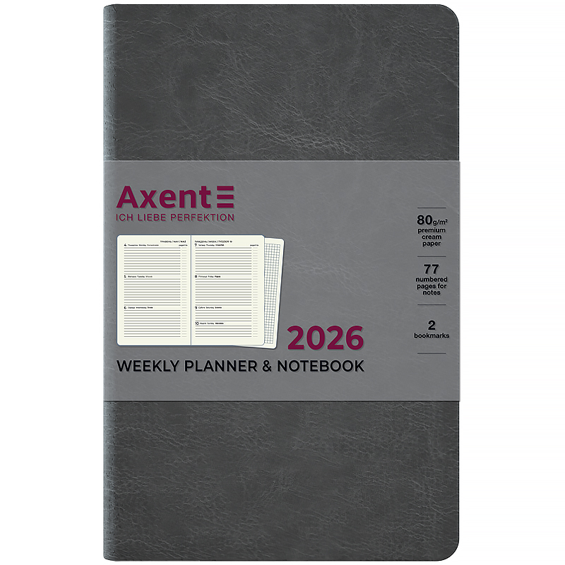 Еженедельник 2026 Partner City Soft, 125*195мм, серый Axent - фото 6