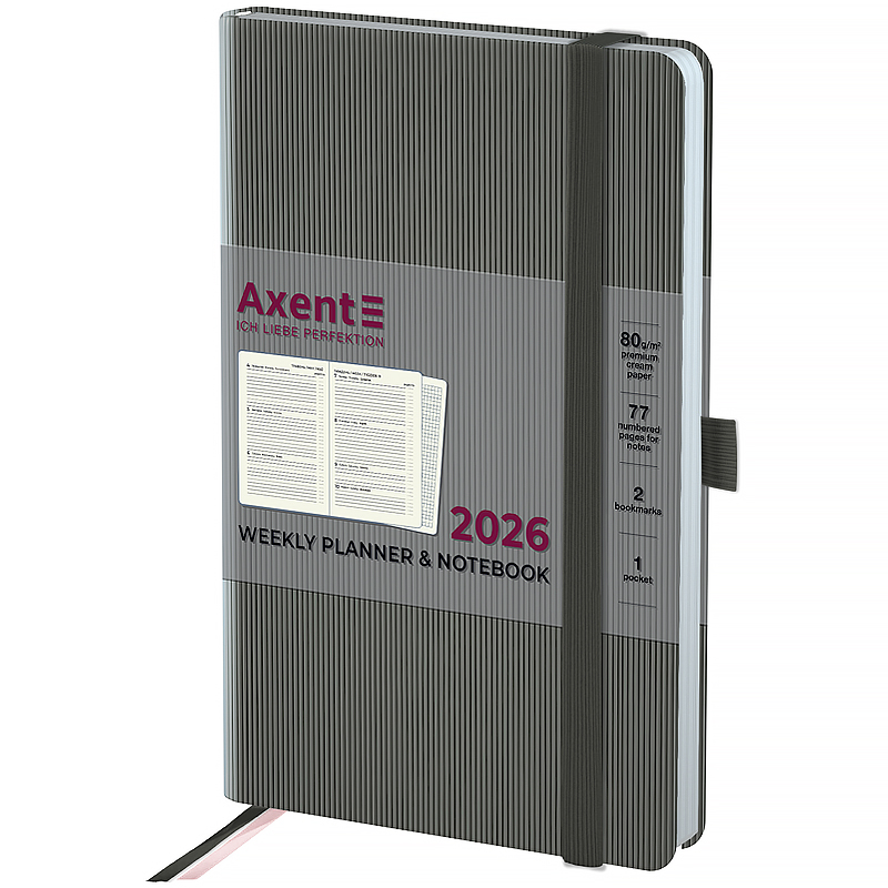 Еженедельник 2026 Partner Lines, 125*195мм, серый Axent - фото 5
