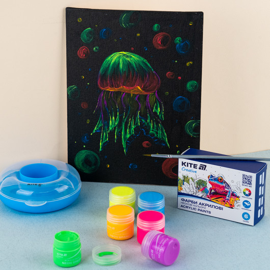 Краски акриловые, 6 неоновых цветов, 20 мл, Kite Creative, 6 (K-274) Kite - фото 5