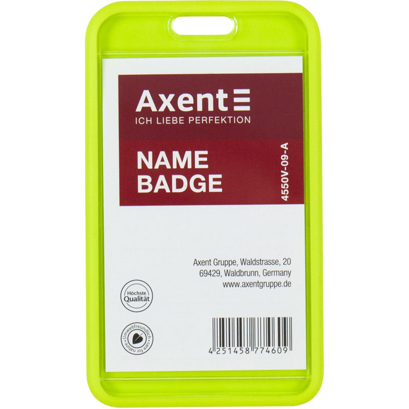 Бейдж-чехол вертикальный SoftTouch, 54*85мм., матовый, салат. Axent - фото 6