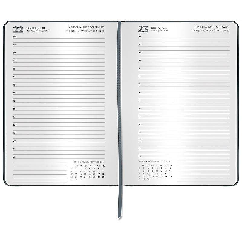 Ежедневник 2026 Classic Palermo, 145*210, слп/т серый Axent - фото 4