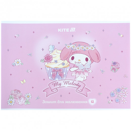 Тетрадь для рисования, 12 лист., скоба, УФ лак + глитер, Hello Kitty-3 (HK25-241-3) Kite - фото 9
