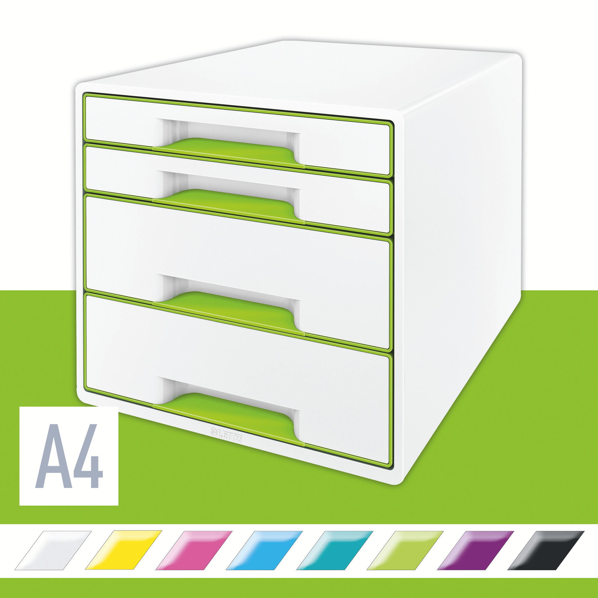 Настольный короб с 4 ящиками WOW Duo Colour CUBE, зелен. LEITZ - фото 1