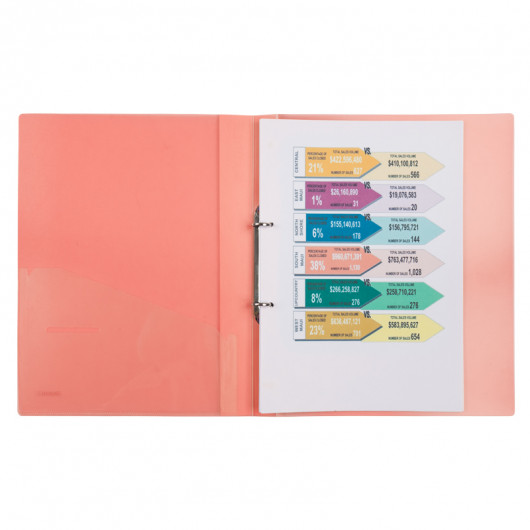 Папка на 2-х кольцах, 25 мм, прозрачная розовая Axent - фото 3