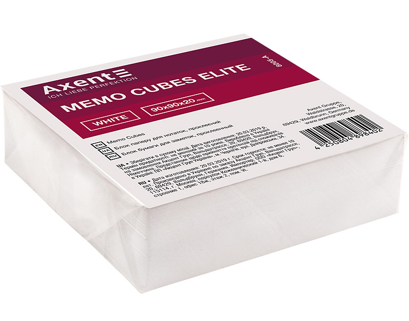 Блок для записи клееный 90*90*20мм., Elite Белый Axent - фото 4
