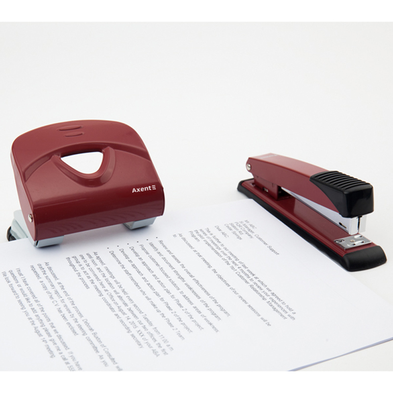 Дырокол на 2 отверстия, до 30 листов Exakt-2, металлический, красн. Axent - фото 7