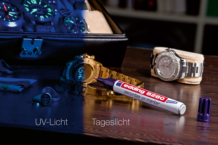 Маркер для ультрафиолетовых лучей  8280, круглое острие 1,5-3мм. Edding - фото 7