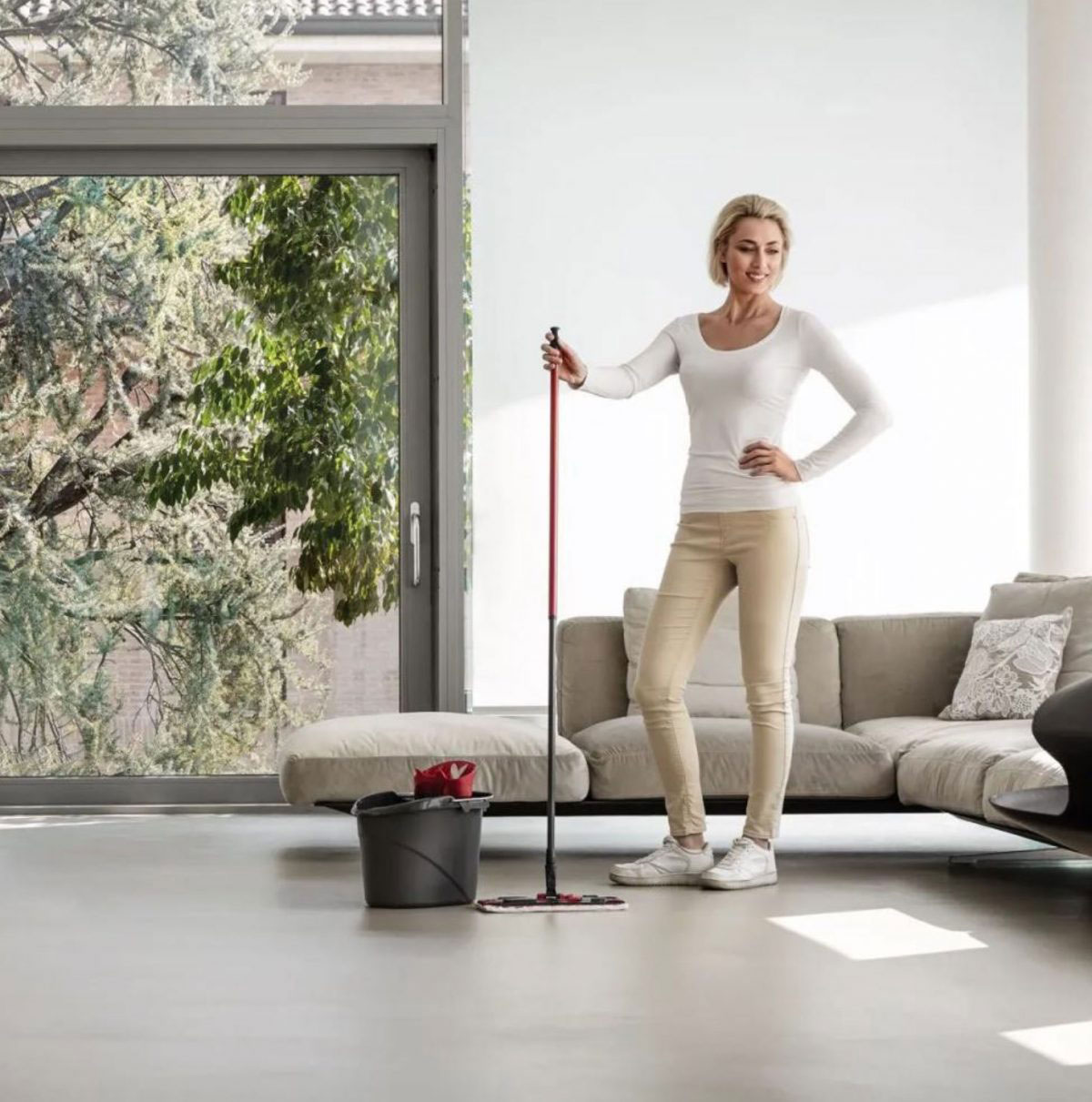 Швабра для мытья пола + микрофибра насадка, Ultramax, с телескоп/ручкой, красн. Vileda - фото 4