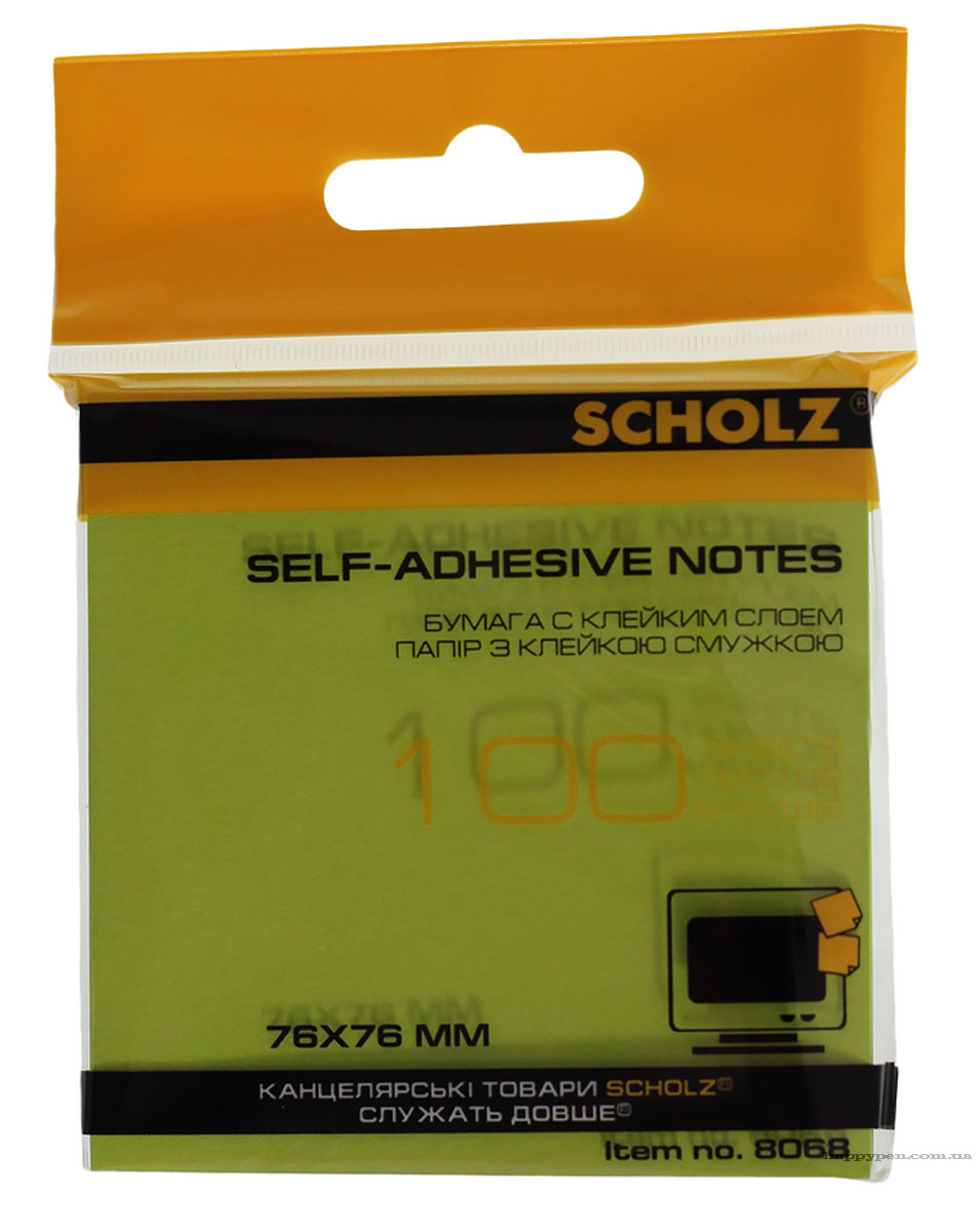 Блок бумаги с клейким слоем 76*76мм.*100 листов, неон., ассорт. Scholz - фото 7