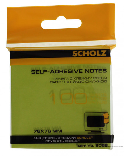 Блок бумаги с клейким слоем 76*76мм.*100 листов, неон., ассорт. Scholz - фото 7