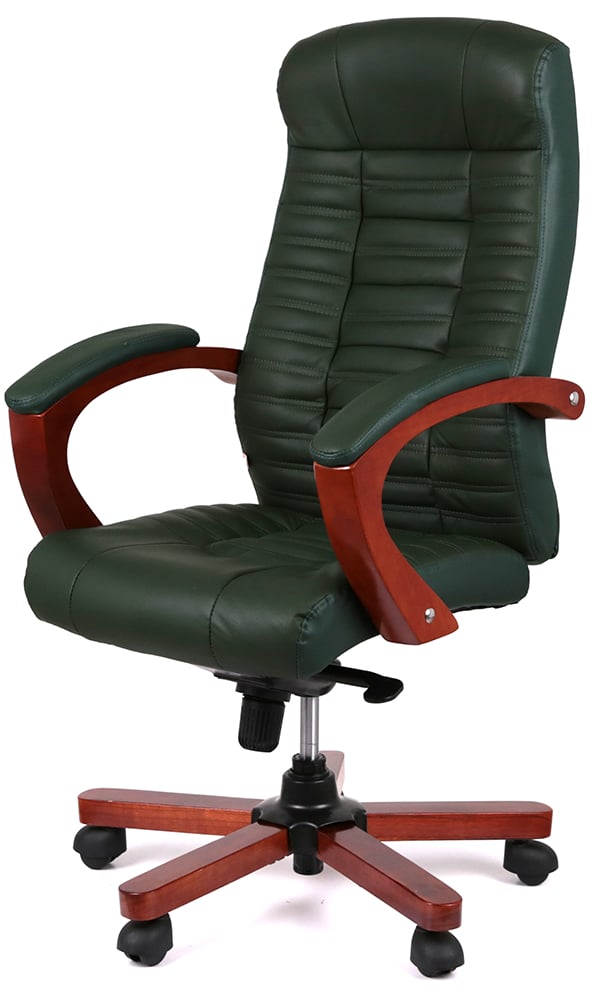 Кресло для руководителя Атлант EX MB, (Кожа LC) зелен. АКЛАС - фото 1
