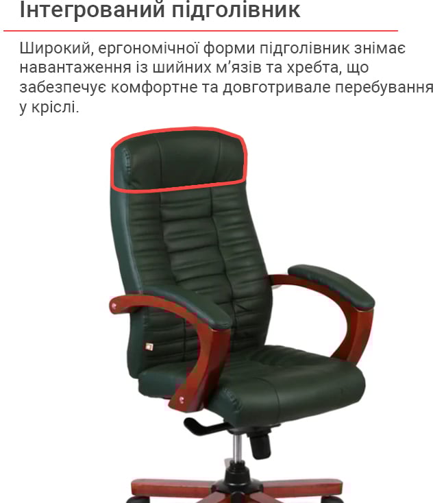 Кресло для руководителя Атлант EX MB, (Кожа LC) зелен. АКЛАС - фото 9