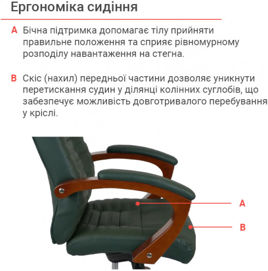 Кресло для руководителя Атлант EX MB, (Кожа LC) зелен. АКЛАС - фото 12