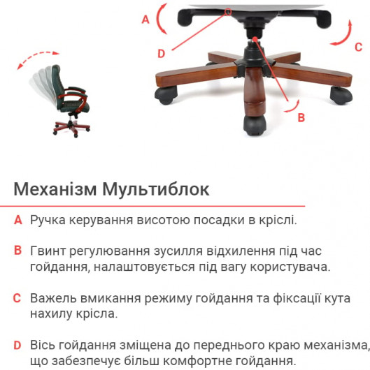 Кресло для руководителя Атлант EX MB, (Кожа LC) зелен. АКЛАС - фото 13