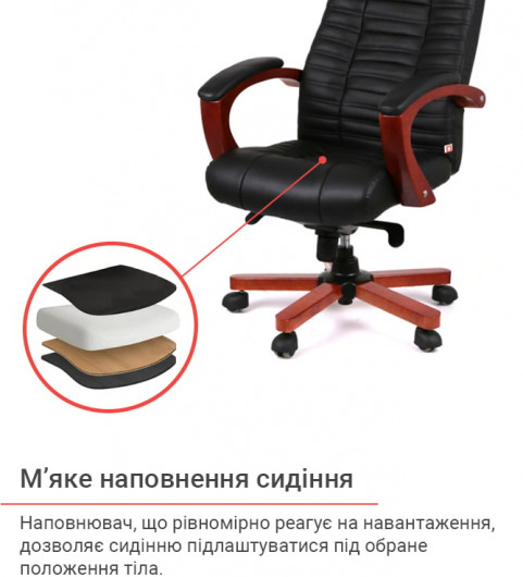 Кресло для руководителя Атлант EX MB, (Кожа LC) черн. АКЛАС - фото 12