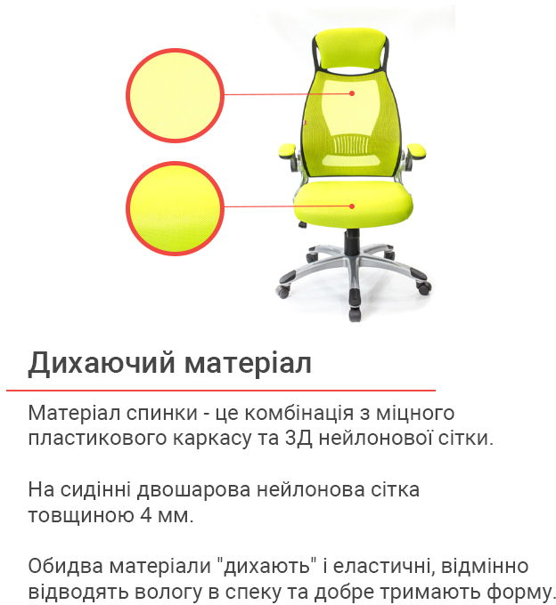 Кресло для персонала Винд PL TILT, желт. (Лаймовый) АКЛАС - фото 4